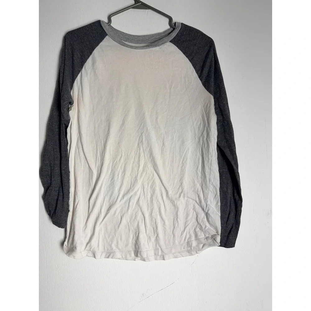 Old Navy Boys XXL 18 Baseball Tee Raglan Shirt Gray White Long Sleeve Regular